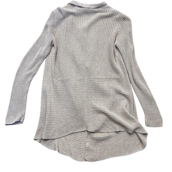 EILEEN FISHER Cardigan Womens XS Tan Organic Linen Knit Open Front Waterfall - Picture 2 of 8